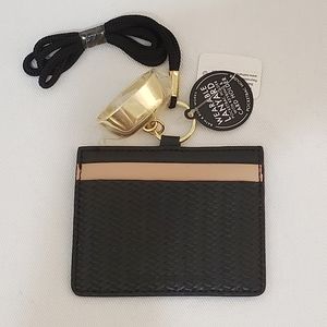 NW0T BATH & BODY WORKS WEARABLE BLACK ID CARD POCKETBAC HOLDER LANYARD W/KEYRING